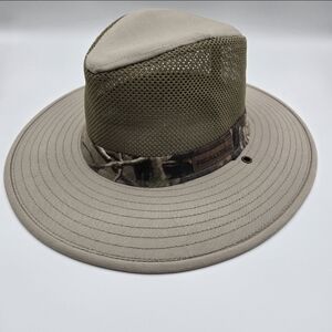 Vintage Realtree Outdoor Beige Mesh Wide Brim Hat Mens Medium Paramount Outdoors